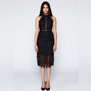 Bardot black lace dress